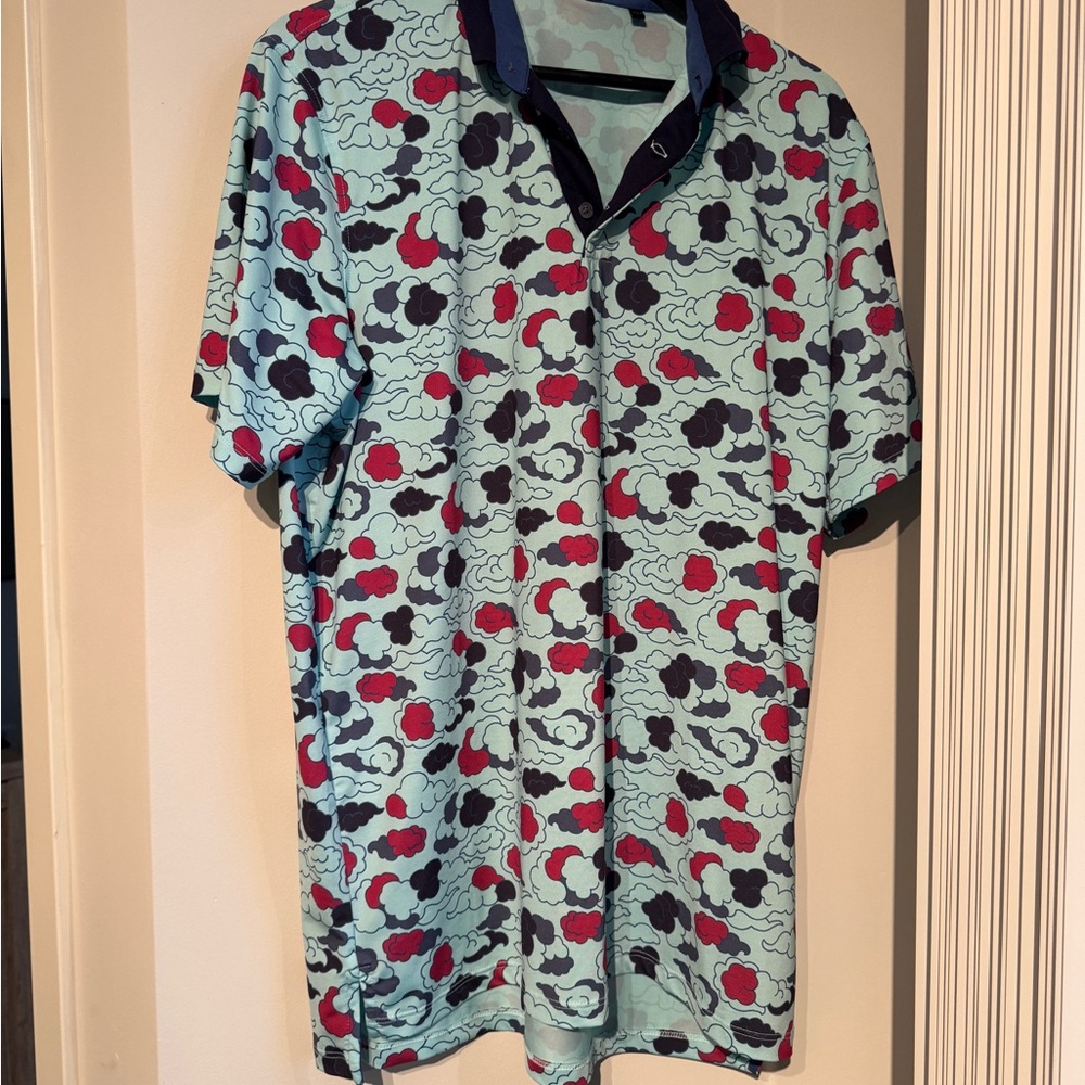 Greyson Men's Blue and Red Patterned Shirt